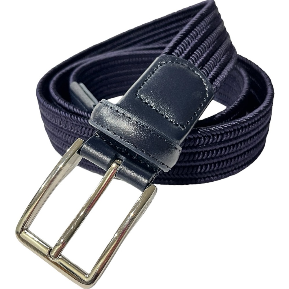 Ghost Golf  Braided Belt In Navy Blue With  Silver Belt Buckle Mens